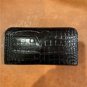 Vince Black Crocodile Embossed Wallet